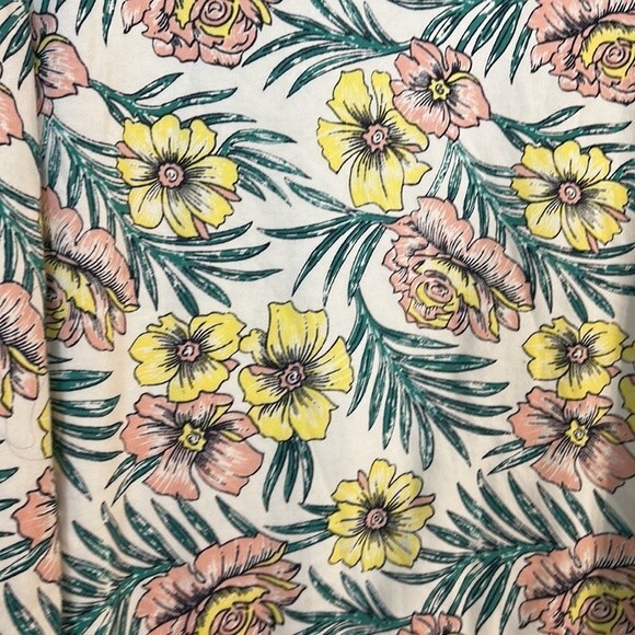 LOU & GREY Size Medium Tropical Cozy Cotton Terry Sweatshirt White Yellow Pink - Picture 3 of 7